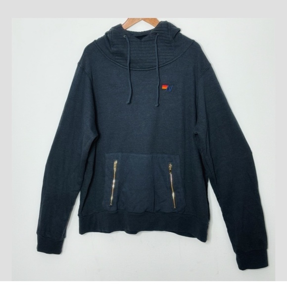 Aviator Nation Ninja Hoodie Sweatshirt Charcoal Grey Front Zip Pockets Size XL - Picture 3 of 16